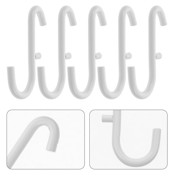 UPKOCH 5Pcs White Multifunctional Design Peg Board Tool Utility Hooks for Hanging Storage 2.4x1.6x0.1in