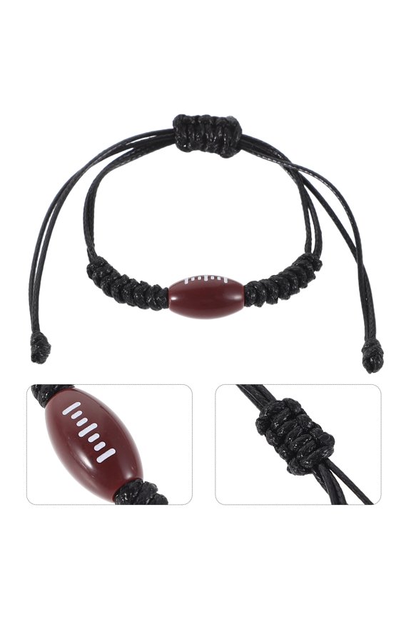 5pcs Rugby Supporter Bracelet Rugby Ball Wristbands Adjustable Durable Polyester