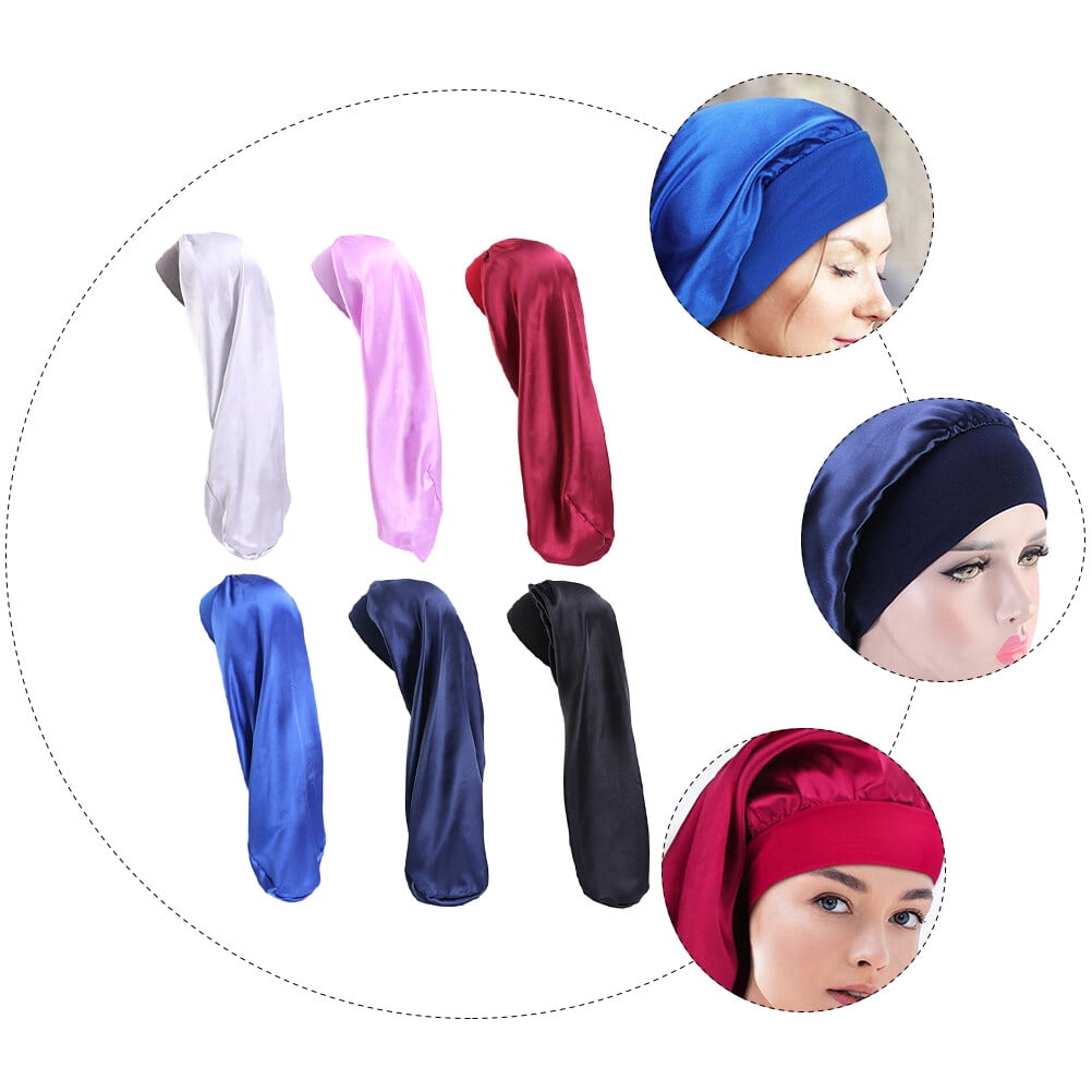UPKOCH Satin Turban for Sleeping Burgundy 6Pcs