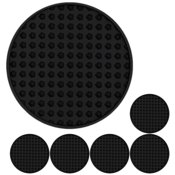UPKOCH 6Pcs Black Soft Coasters for Coffee Table Heat Insulation Circular Design