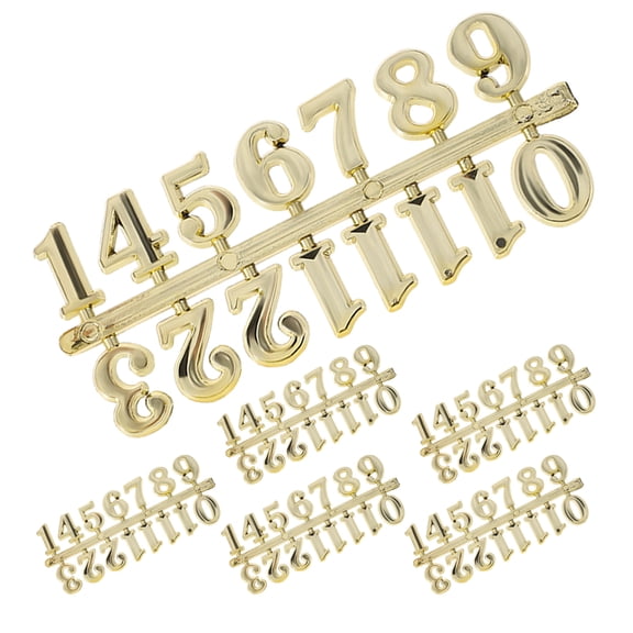 UPKOCH Diy Clock Numerals Accessories Set Golden 6 Sets 5.1X2.0X0.1In Modern Design
