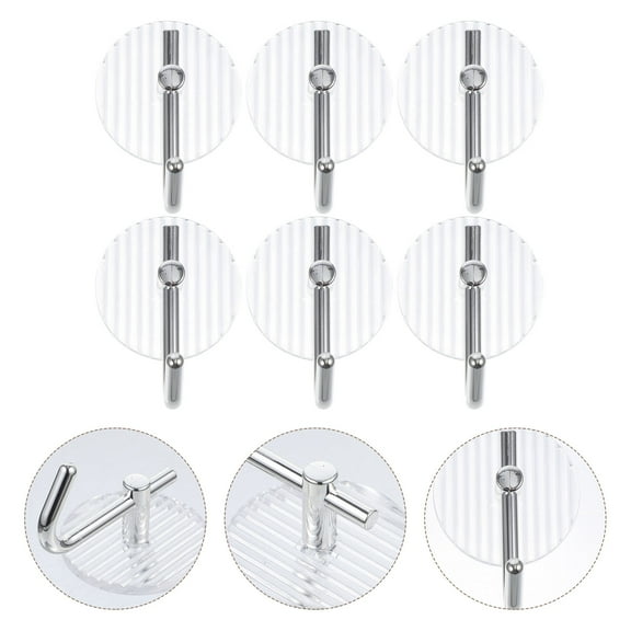 UPKOCH 6pcs Shower Hook Transparent Silver Wall Mount for Bathroom Improvement