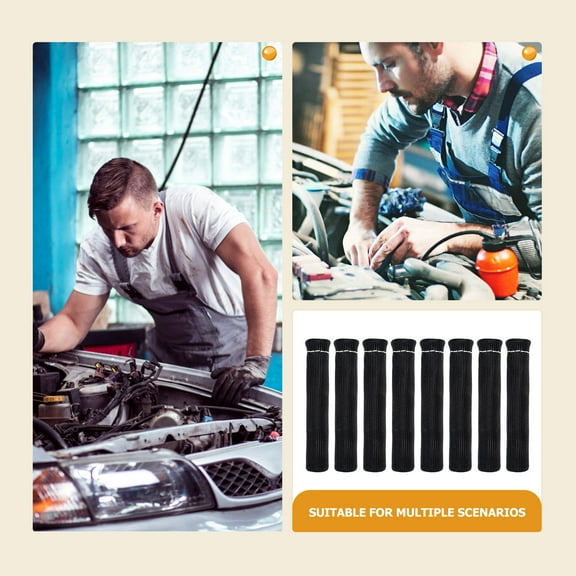 UPKOCH 8pcs Spark Plug Wire Sleeve Black Fiber Glass Wire and Extension for Automotive Enthusiasts