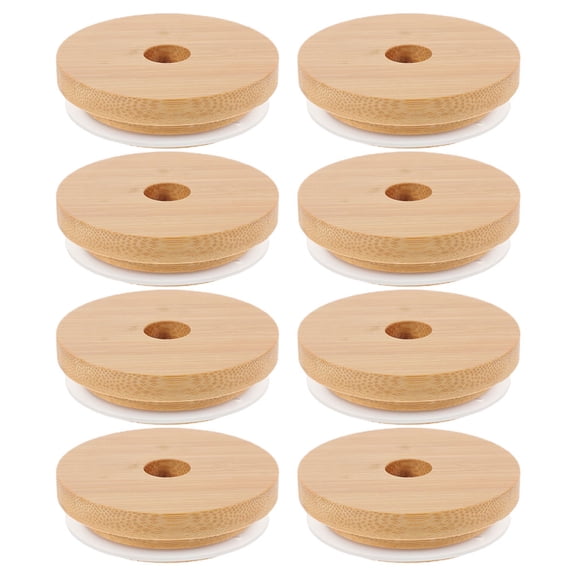 UPKOCH 8pcs Straw Hole Compatible Tea Cup Lids Wood Material Simple Design for Drinking Use