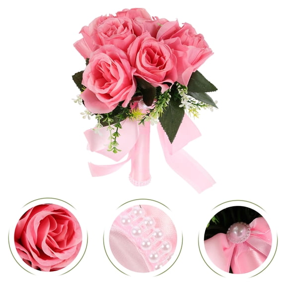 UPKOCH Artificial Flower Decoration Pink Bouquet for Women Engagement Ceremony 1Set