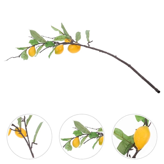 UPKOCH Artificial Lemon Pick for Home Decor Yellow Plastic Decorative Branch Countertop Ornament 25.5 inches