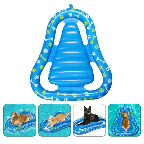 UPKOCH Inflatable Blue Pet Floating Bed with Dual Air Chambers for Swimming Pool and Lake