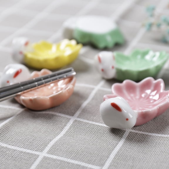 UPKOCH Cherry Blossom Chopstick Holder Ceramic Rest for Elegant Dining Table Decor Assorted Colors 5 Pcs