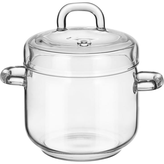 UPKOCH Clear Glass Cooking Pot Cup, 350ml / 12oz Glass Saucepan with Lid, Heat-Resistant Stovetop Stew Pot for Milk, Pasta, Noodles, Soup, Baby Food