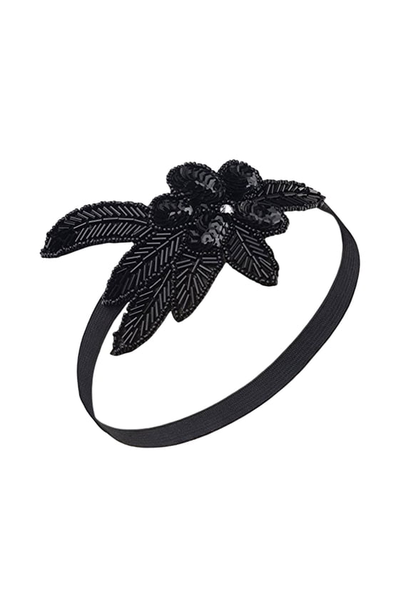 Comfortable Black Sequin Hair Hoop Hair Accessories for Women Birthday Party 1Pack