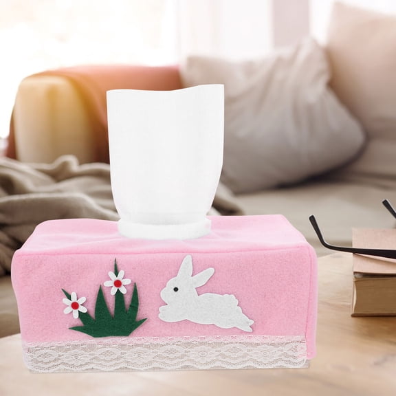 UPKOCH Cover for Tissue Boxes Rectangular Plush Fabric Tissue Dispenser for Office Living Room 1Pack