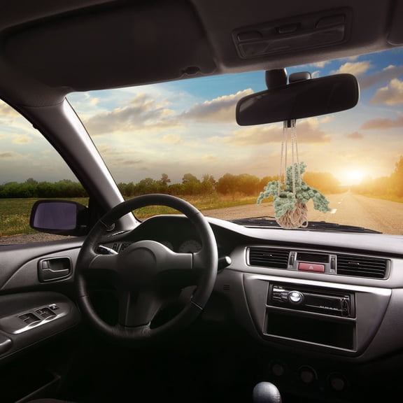 UPKOCH Crochet Hanging Ornament for Car with Handwoven Design Knitted Basket 2Pcs Interior Enhancement