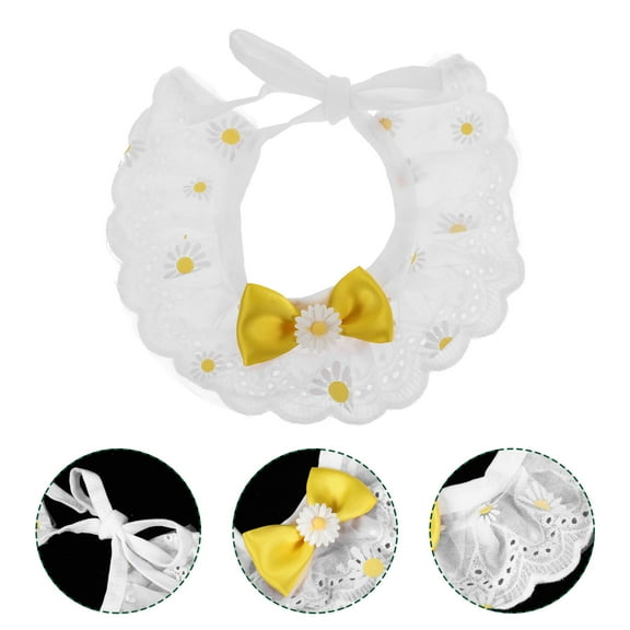 UPKOCH Cute Pet Collar Puppy Collar Ruffled Pattern Polyester White 1 Set for Photo Sessions