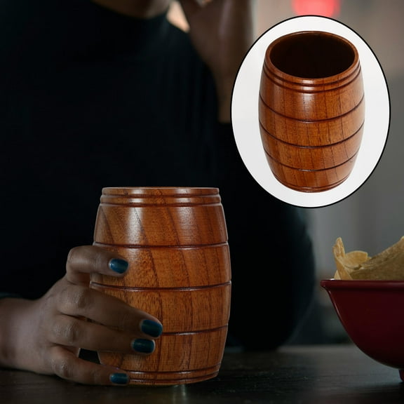 UPKOCH Dark Brown Wooden Cup for Home Use 180ml Perfect for Beer Coffee Tea Stylish Tiki Mug