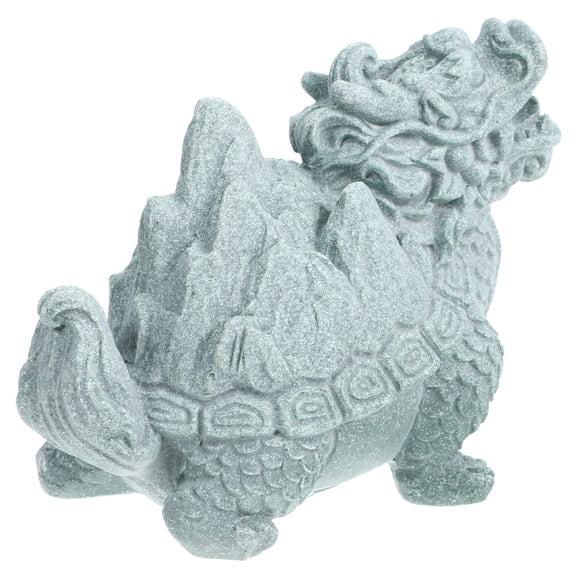 UPKOCH Dragon Statue Tabletop Grey Sandstone Dragon Turtle Shape Decoration 1Pcs