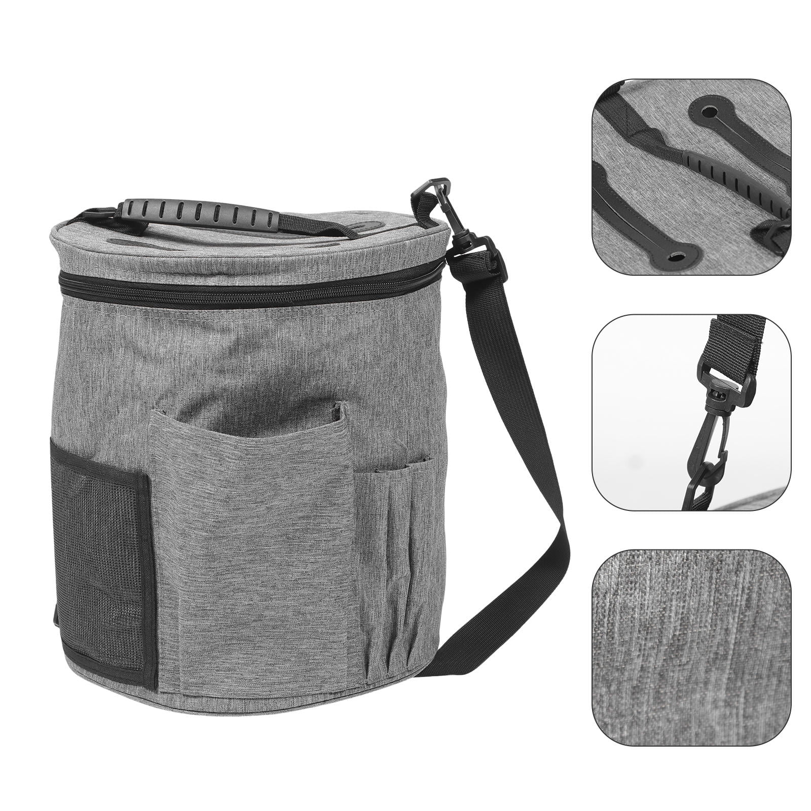 UPKOCH Durable Grey Oxford Cloth Crochet Yarn Storage Bag for Knitting and Travel with Handle   10.5 x 6.5 x 6.5 inches