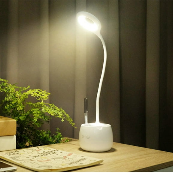UPKOCH Durable LED Desk Lamp with Touch and USB Charger in White Plastic for Bedroom Use 2000 mAh