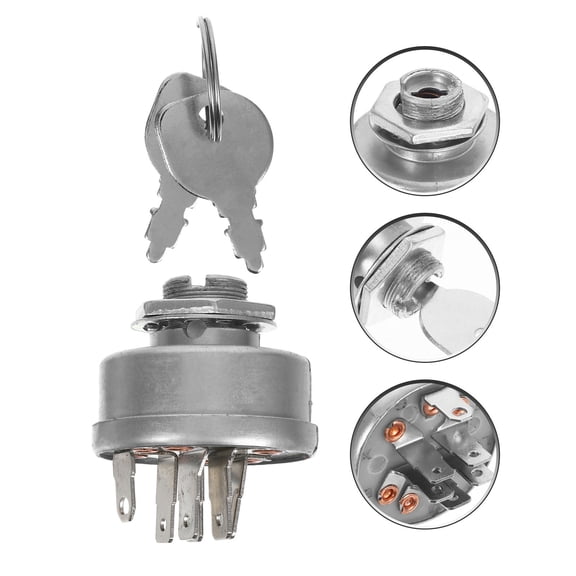 UPKOCH Replacement Ignition Switch with Key Silver for Front Engine Riding Mowers