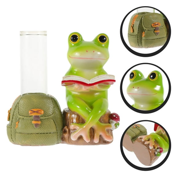 UPKOCH 1Set Clear Glass Flower Vase with Unique Ceramic Frog for Wedding and Party Decoration