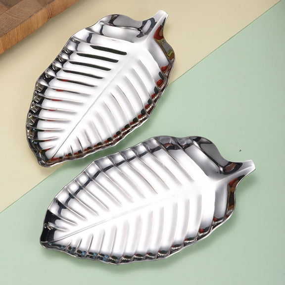 UPKOCH Fruit Plate Leaf Fruit Tray Snack Holder Serving Platter Stainless Steel Elegant Leaf Design