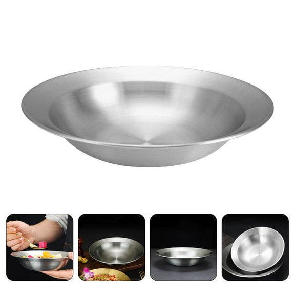 UPKOCH Easy to Wash Stainless Steel Mixing Bowl and Salad Plate for Kitchen Essentials