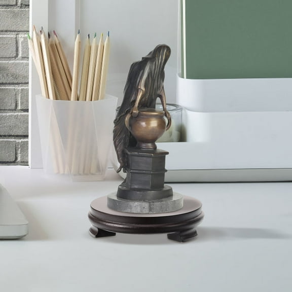 UPKOCH Garden Vase Stand Circular Wooden Holder Dark Red 1Pcs for Decorative Purpose Home Decor