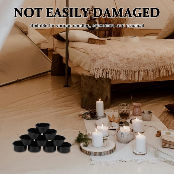UPKOCH Gold Candles Candle Holder Plate Black Glass Modern Decorative For Weddings 10Pcs