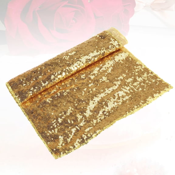 UPKOCH Gold Sequin Tablecloth Overlay Rectangular Polyester Decoration for Banquet 1Pack