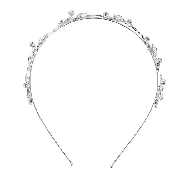 UPKOCH Rhinestone Bridal Tiara Crown Silver Alloy Leaf Headband for Formal Events
