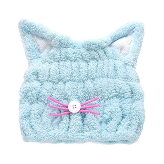 UPKOCH Hair Bath Cap Hair Drying Shower Caps Cute Cat Ears Headband Blue 1Set