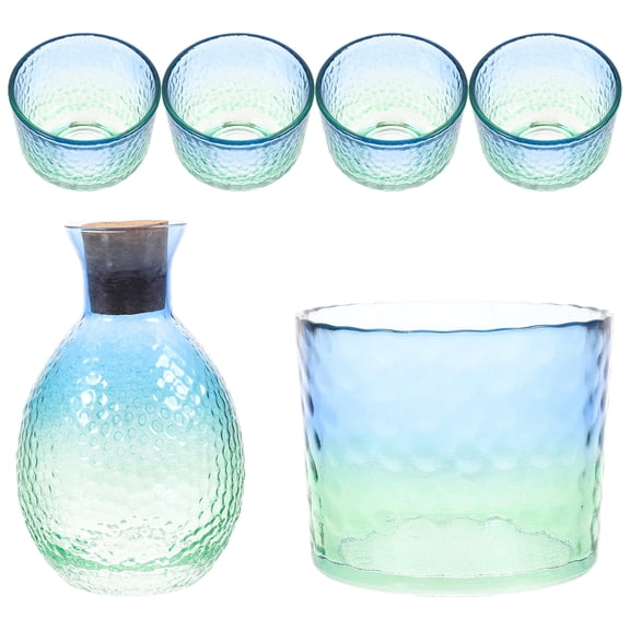 UPKOCH Japanese Sake Set with Glass Cups and Bottle for Home Use Lightweight Easy to Clean 1 Set