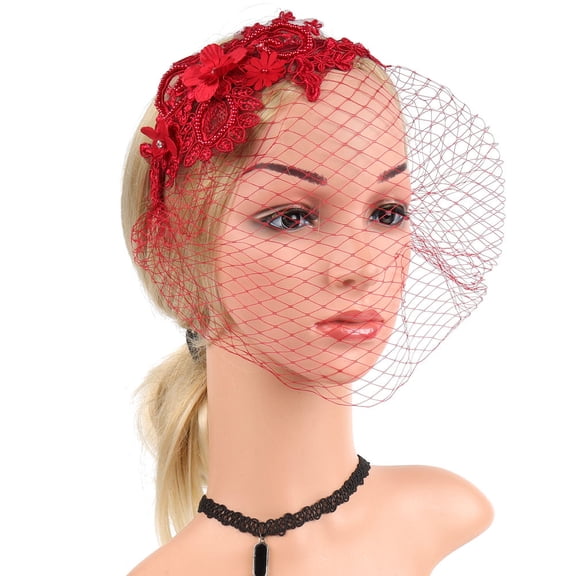 UPKOCH Kopfbedeckung Fascinator Veil Fascinator Headband Red 1Set Minimalist Horse Racing