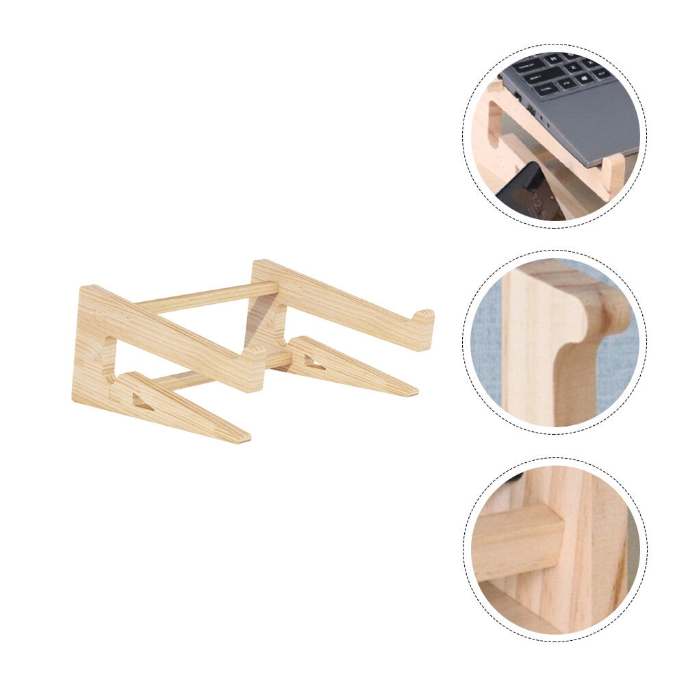 UPKOCH Adjustable Laptop Stand Device Organizer Khaki Wood 1Pc 8.25X10.41X4.72in