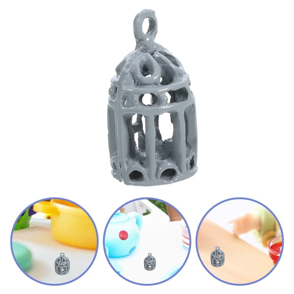 UPKOCH Micro Landscape Bird Cage Miniature Bird Ornament Grey Plastic 1Pcs