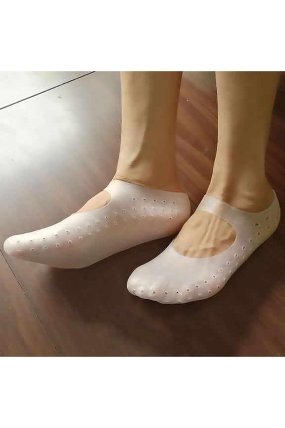 Men's Silicone Socks For Dry Cracked Feet White 1 Pair M