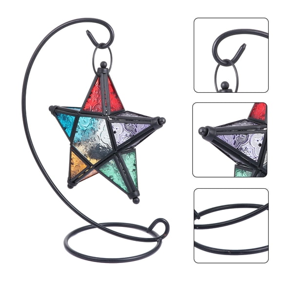 UPKOCH Moroccan Glass Star Candle Holder Made of Iron and Glass for Decoration Multi Color 1pc