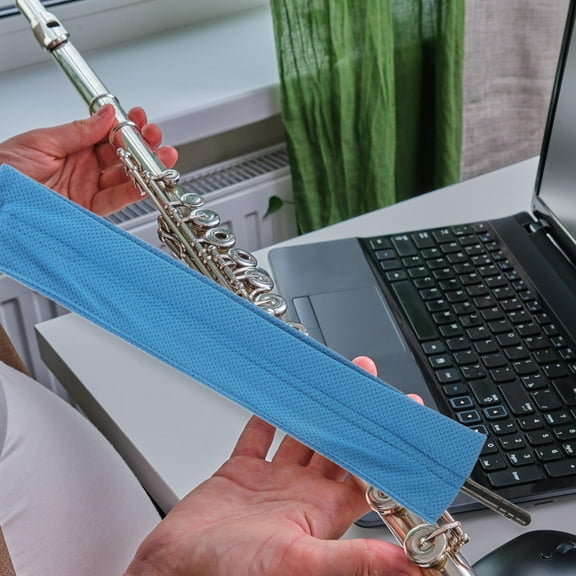UPKOCH Musical Instrument Accessories 1Set Flute Cleaning Cloth Probing Rod Rectangular Shape Blue 11.5x2.2x0.3in