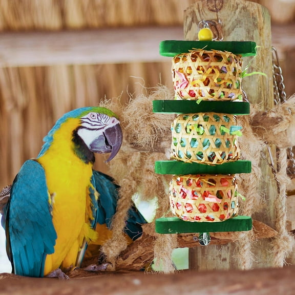 UPKOCH Parrot Chewing Toy for Pet Birds Made of Safe Wood and Rattan Ideal for Playtime 9.5 Inches