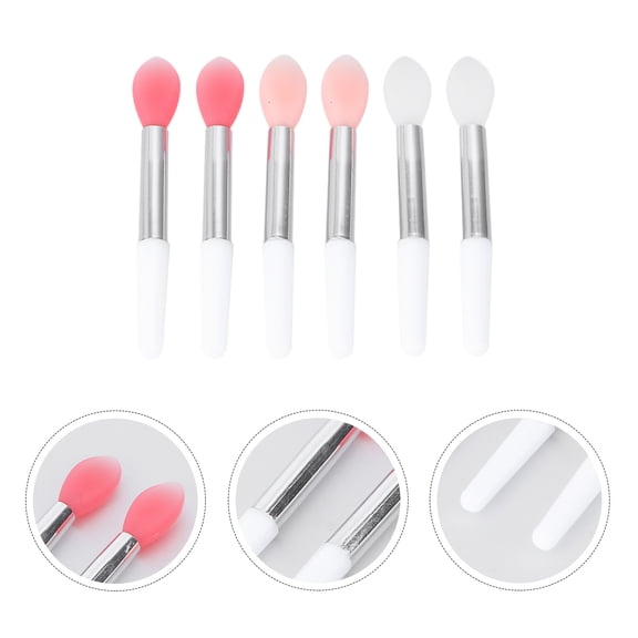 UPKOCH Portable Lip Brush 6Pcs Translucent Flesh Pink Watermelon Red Plastic Makeup Application