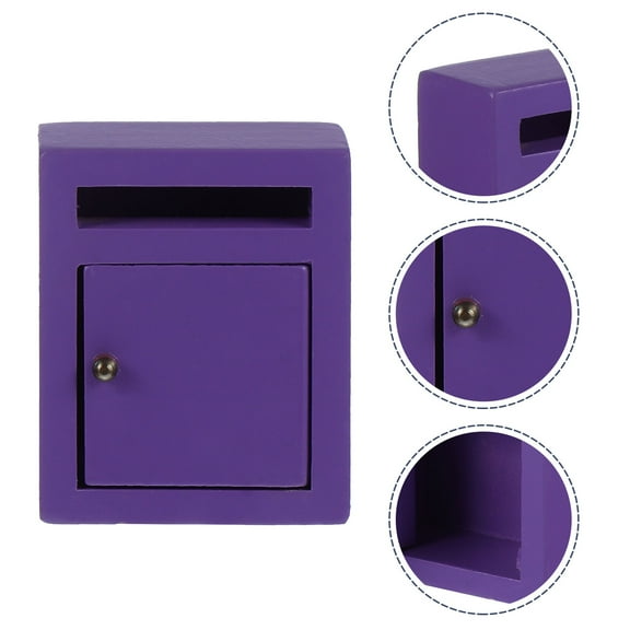UPKOCH Pretend Mailbox 1Pack Mini House Simulation Vintage Toy Furniture Purple Wood For Dollhouse 5X1.6In