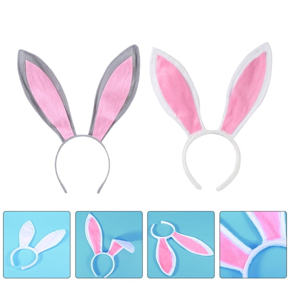 UPKOCH Rabbit Ears Hair Hoop in White Red for Girls Carnival and Birthday Party