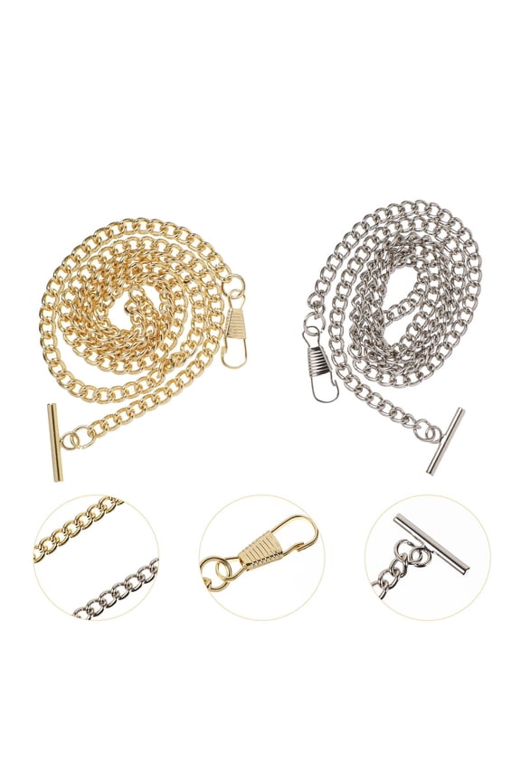 Retro Lobster Clasps Pocket Watch Chains Women Jeans Belt Chain Iron 63X1CM 2Pcs