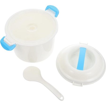 UPKOCH Rice Container Mini Rice Cooker Microwave Rice Cooker Steamer Bowl Microwave Pasta Cooker Cookware with Rice Paddle for Vegetables Quinoa Oatmeal Ramen Blue L Rice Container Mini Rice Cooker