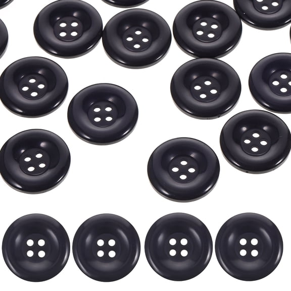 UPKOCH Round 4 Holes Navy Blue Resin Sewing Buttons for Clothes and Shoes 50Pcs