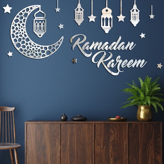 UPKOCH Silver Acrylic Moon Decor Stickers for Eid Wall Decor and Home Decoration, Ideal for Festive Parties