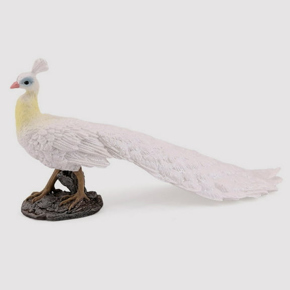 UPKOCH Simulated Peacock Model Peacock Figurine White PVC Decorative 1Pcs