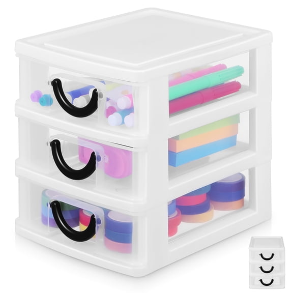 UPKOCH Small Plastic Storage Drawers Desk Organizers White 1Pack For Stationery And Crafting Supplies