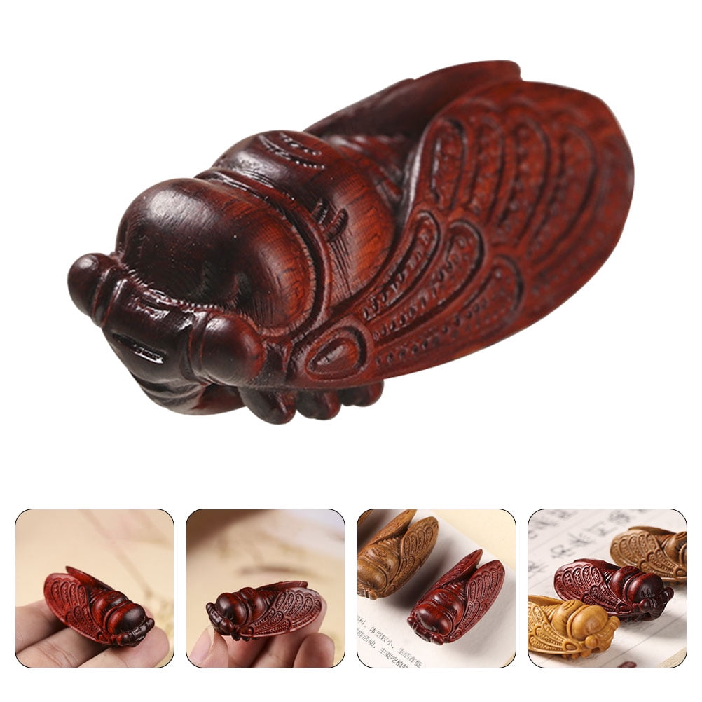 UPKOCH Small Wooden Cicada Cicada Statue Carved Design for Indoor Use ...