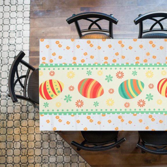 UPKOCH Spring Table Cloth Easter Eggs Pattern Polyester Table Decor Kitchen Living Room 1Set
