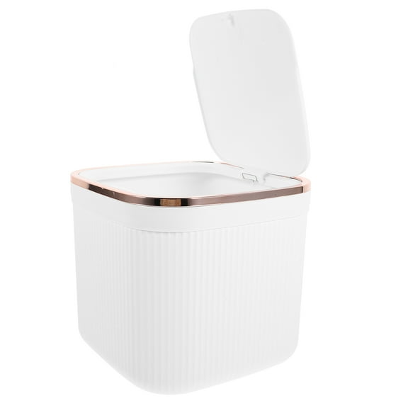 UPKOCH Table Waste Basket Mini Rubbish Bin Compact Design Trash Storage Rose Gold Trim 1Set